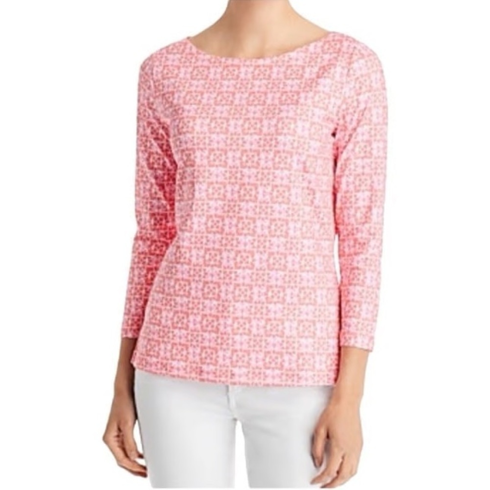 NWT vineyard vines printed sankaty boatneck top Women Small Sunrise Causal Knit